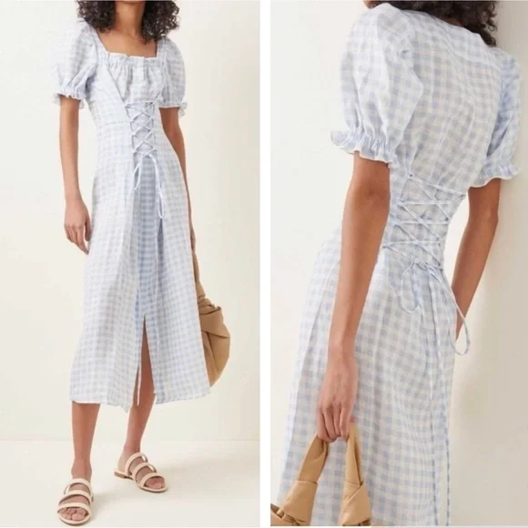 knee length dresses for ladies Marquise Linen Dress in White